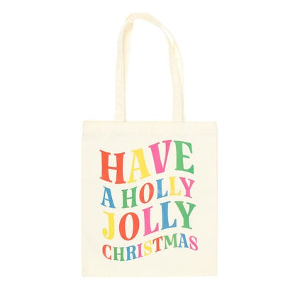 Front - Something Different Have A Holly Jolly Christmas Polyester Tote Bag