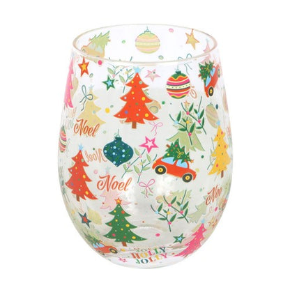 Front - Something Different Nostalgic Printed Christmas Stemless Glass