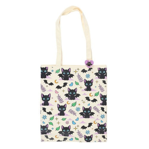 Front - Something Different Cute and Creepy Cat Print Tote Bag