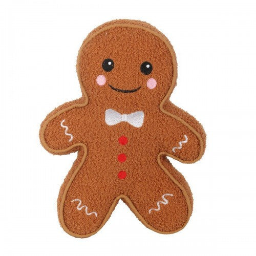 Front - Something Different Bouclé Gingerbread Man Cushion