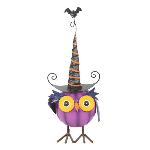Front - Something Different Metal Owl & Witch Hat Ornament