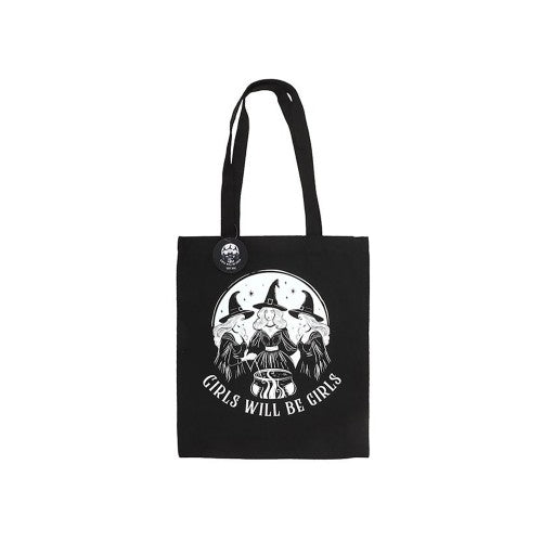 Front - Something Different Girls Will Be Girls Witchy Polycotton Tote Bag