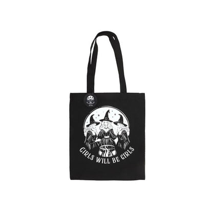 Front - Something Different Girls Will Be Girls Witchy Polycotton Tote Bag