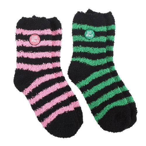 Front - Something Different Womens/Ladies Good Witch And Bad Witch Fluffy Socks (Pack of 2)