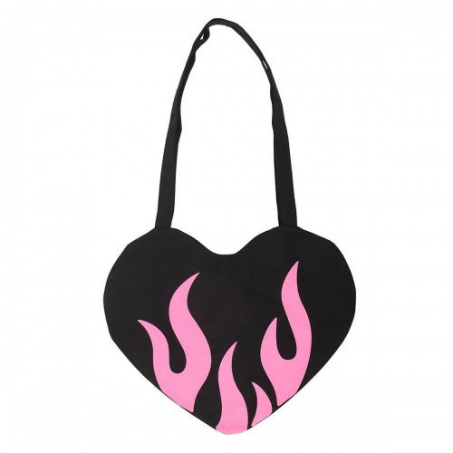 Front - Something Different Flaming Heart Tote Bag
