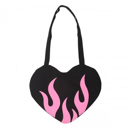 Front - Something Different Flaming Heart Tote Bag