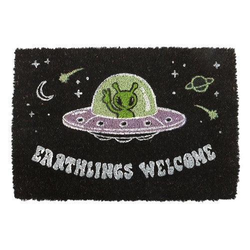 Front - Something Different Earthlings Welcome UFO Alien Door Mat