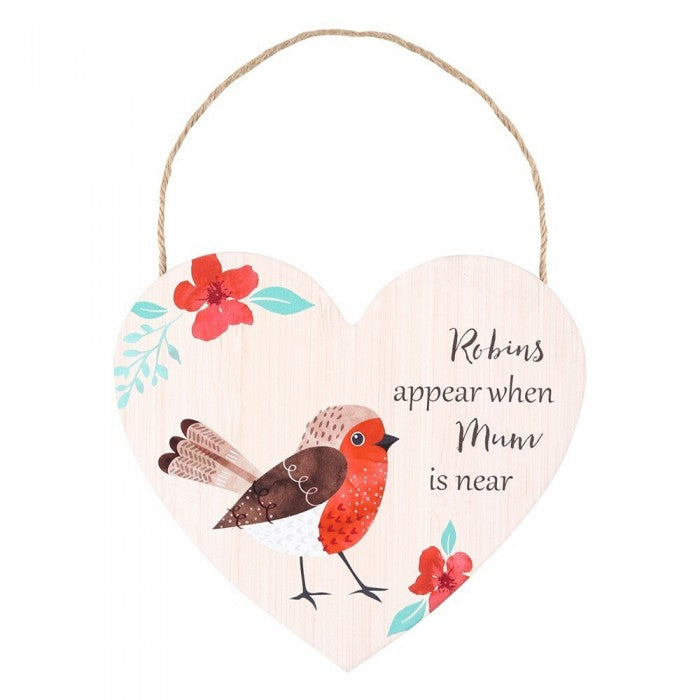 Front - Something Different Mum Robin Heart Plaque