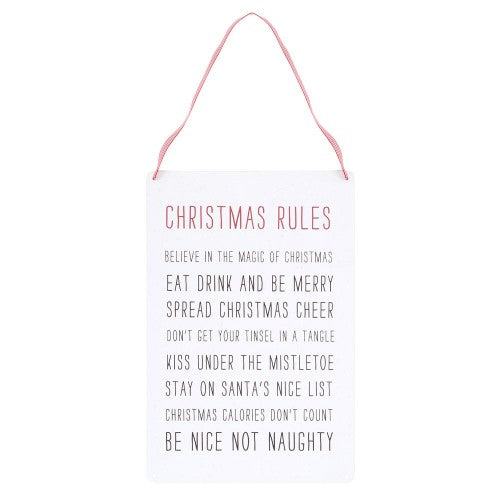 Front - Something Different Christmas Rules Metal Hanging Sign