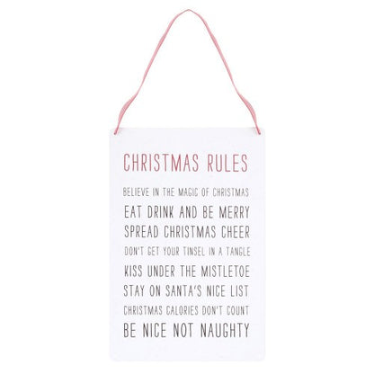 Front - Something Different Christmas Rules Metal Hanging Sign