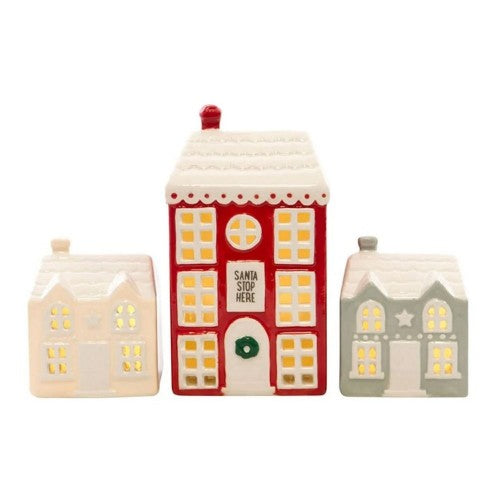 Front - Something Different Houses Christmas Decoration Set (Pack of 3)