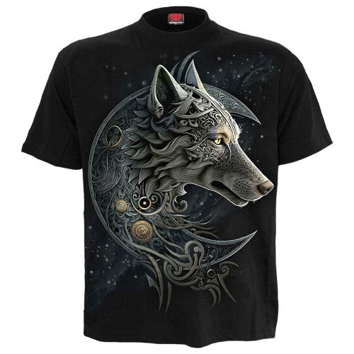 Front - Spiral Direct Unisex Adult Celtic Wolf Back Print T-Shirt