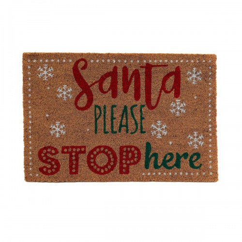 Front - Something Different Santa Please Stop Here Door Mat