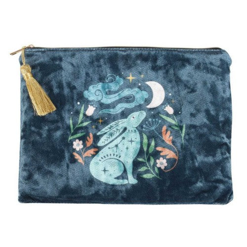 Front - Something Different Midnight Hare Velvet Cosmetic Bag