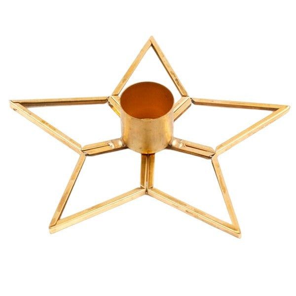 Gold - Front - Something Different Metal Star Candle Holder