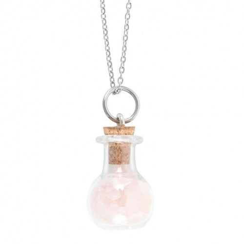 Front - Something Different Love Rose Quartz Potion Bottle Necklace
