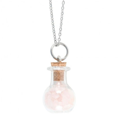 Front - Something Different Love Rose Quartz Potion Bottle Necklace