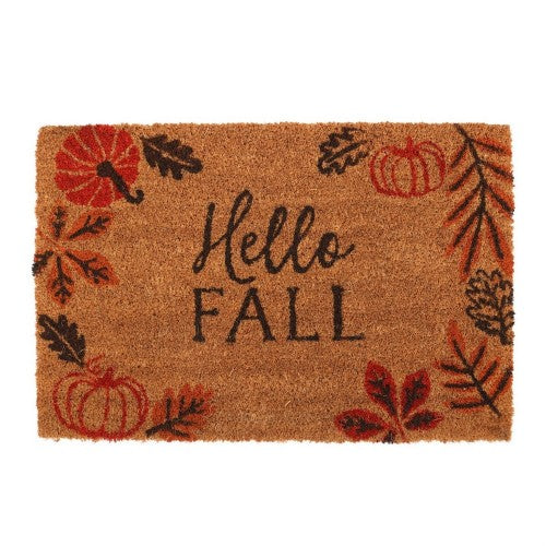Front - Something Different Hello Fall Pumpkin Leaves Door Mat