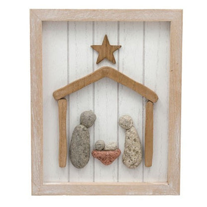 Front - Something Different Pebble Nativity Scene Plaque