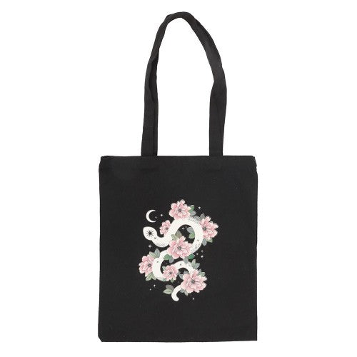 Front - Something Different Floral Snake Polycotton Tote Bag