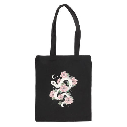 Front - Something Different Floral Snake Polycotton Tote Bag