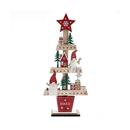 Front - Something Different Wooden Gonk Tree Christmas Decoration