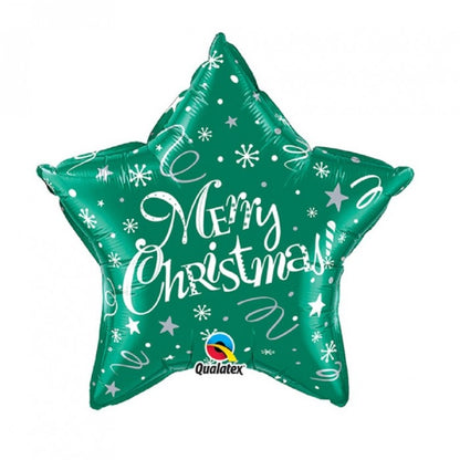 Front - Qualatex Star-shaped Christmas Foil Balloon