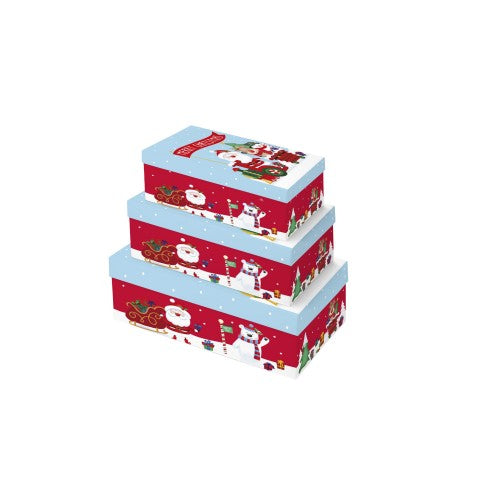 Front - Eurowrap Oblong Santa Claus Christmas Gift Boxes (Pack of 3)