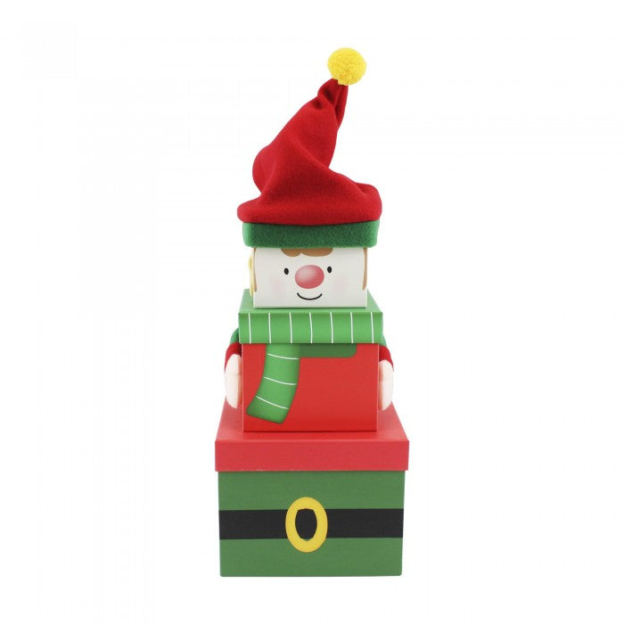 Front - Eurowrap Plush Elf Christmas Gift Boxes (Pack of 3)