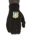 Front - Aston Villa FC Childrens/Kids Knitted Winter Gloves