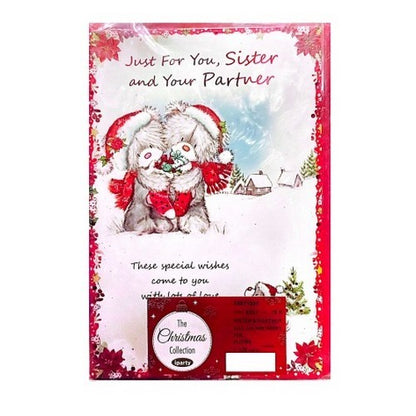 White-Red - Front - Simon Elvin Just For You Sister And Partner Christmas Card (Pack of 6)