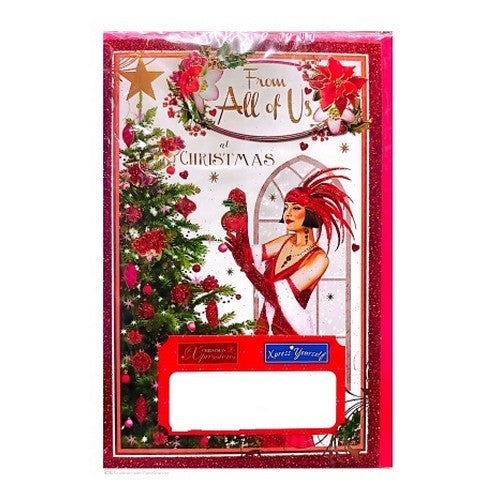 Red-Green-White - Front - Simon Elvin From All Of Us Bauble Christmas Card (Pack of 6)