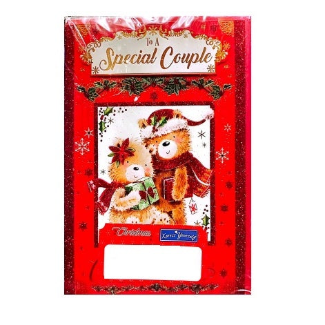 Red-White - Front - Simon Elvin Special Couple Teddy Bear Christmas Card (Pack of 6)