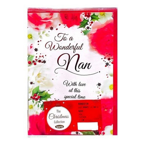 Red-White - Front - Simon Elvin To A Wonderful Nan Christmas Card (Pack of 12)
