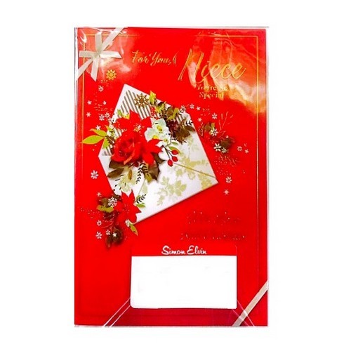 Front - Simon Elvin For You Niece Rose Christmas Card (Pack of 6)