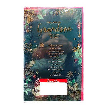 Front - Simon Elvin With Love Of You Grandson Christmas Greetings Card (Pack of 6)