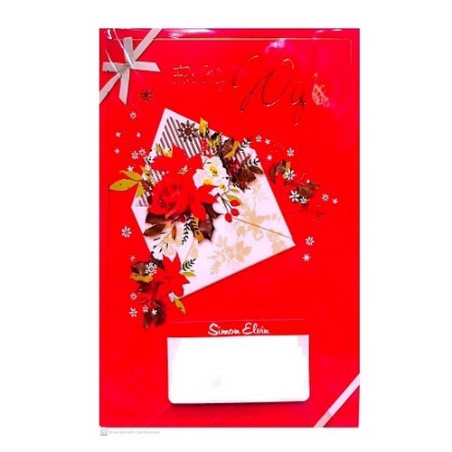 Red-White - Front - Simon Elvin For My Wife Postcard Christmas Greetings Card (Pack of 6)