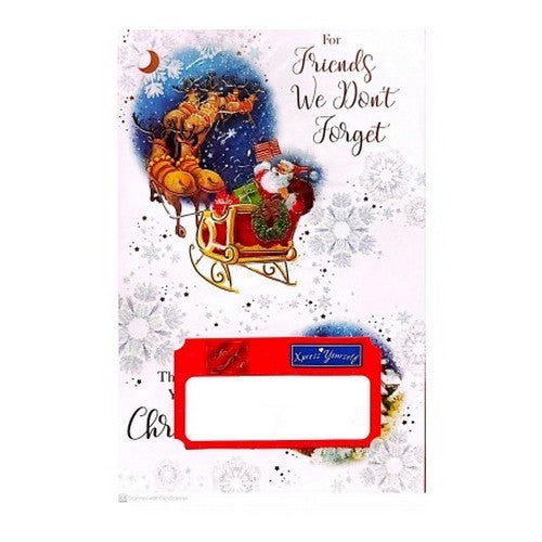 Front - Simon Elvin Friends We Dont´t Forget Sleigh Christmas Greetings Card (Pack of 6)