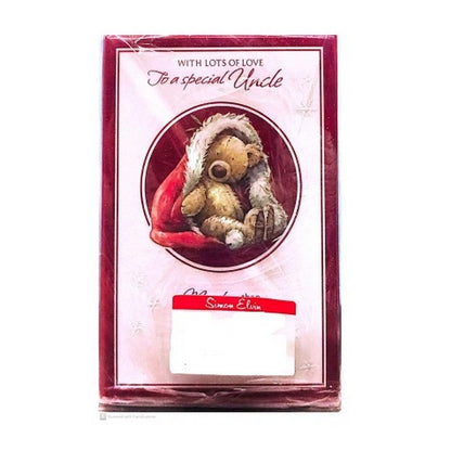Maroon-Pink - Front - Simon Elvin With Lots Of Love Uncle Christmas Card (Pack of 12)
