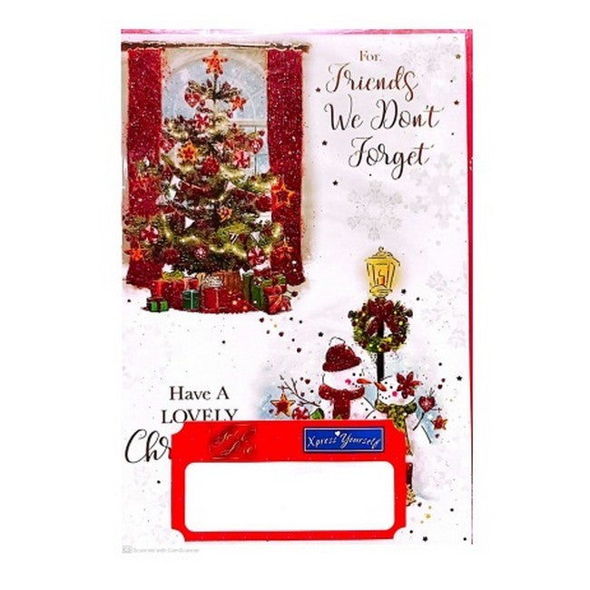 Red-White - Front - Simon Elvin Friends We Don´t Forget Snowman Christmas Card (Pack of 6)