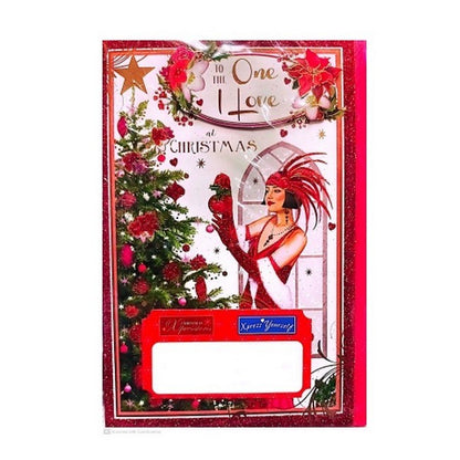 Red-White - Front - Simon Elvin To The One I Love Christmas Tree Greetings Card (Pack of 6)