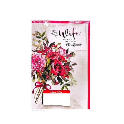 Front - Simon Elvin For My Wife Bouquet Christmas Card (Pack of 6)