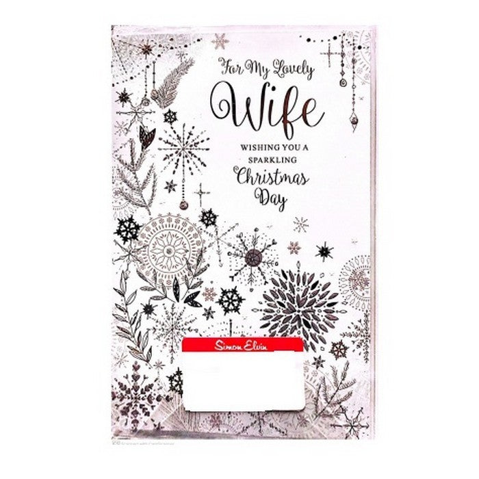 White-Black - Front - Simon Elvin For My Lovely Wife Christmas Card (Pack of 6)