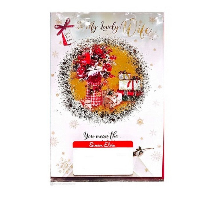 Front - Simon Elvin To My Lovely Wife Present Christmas Card (Pack of 6)