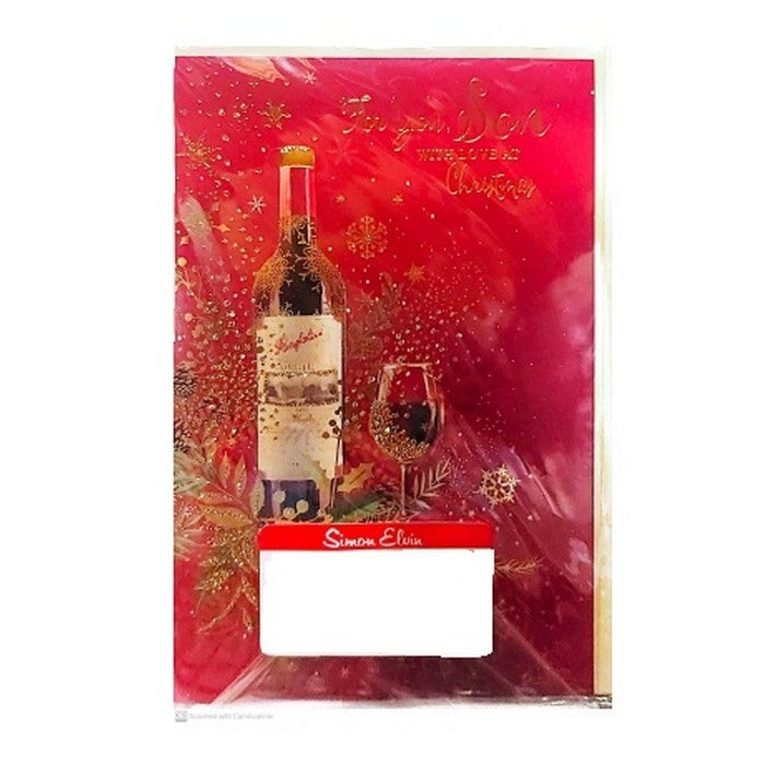 Front - Simon Elvin For You Son Wine Bottle Christmas Card (Pack of 6)