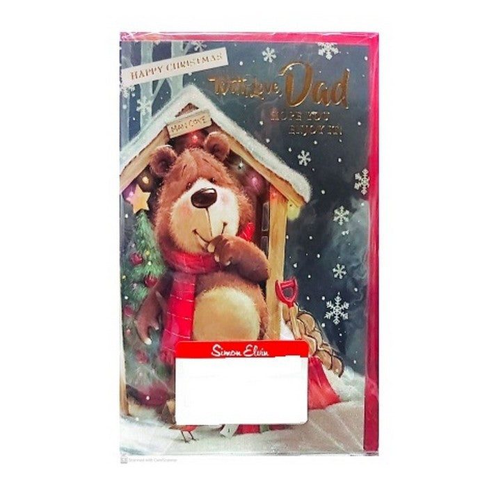 Multicoloured - Front - Simon Elvin With Love Dad Bear Christmas Card (Pack of 6)