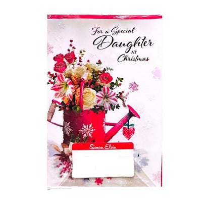 White-Red - Front - Simon Elvin For A Special Daughter Christmas Card (Pack of 6)
