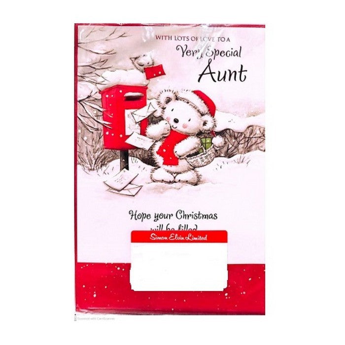 Red-White - Front - Simon Elvin With Lots Of Love To A Very Special Aunt Christmas Card (Pack of 12)