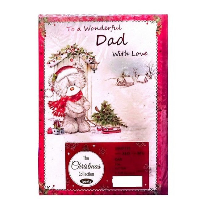White-Red - Front - Simon Elvin To A Wonderful Dad Christmas Card (Pack of 12)