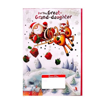White-Red - Front - Simon Elvin For You Great Grand Daughter Christmas Card (Pack of 6)